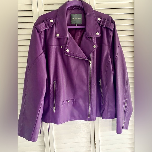 NWOT Kate & Mallory Vibrant Purple Leather Jacket - Picture 2 of 11